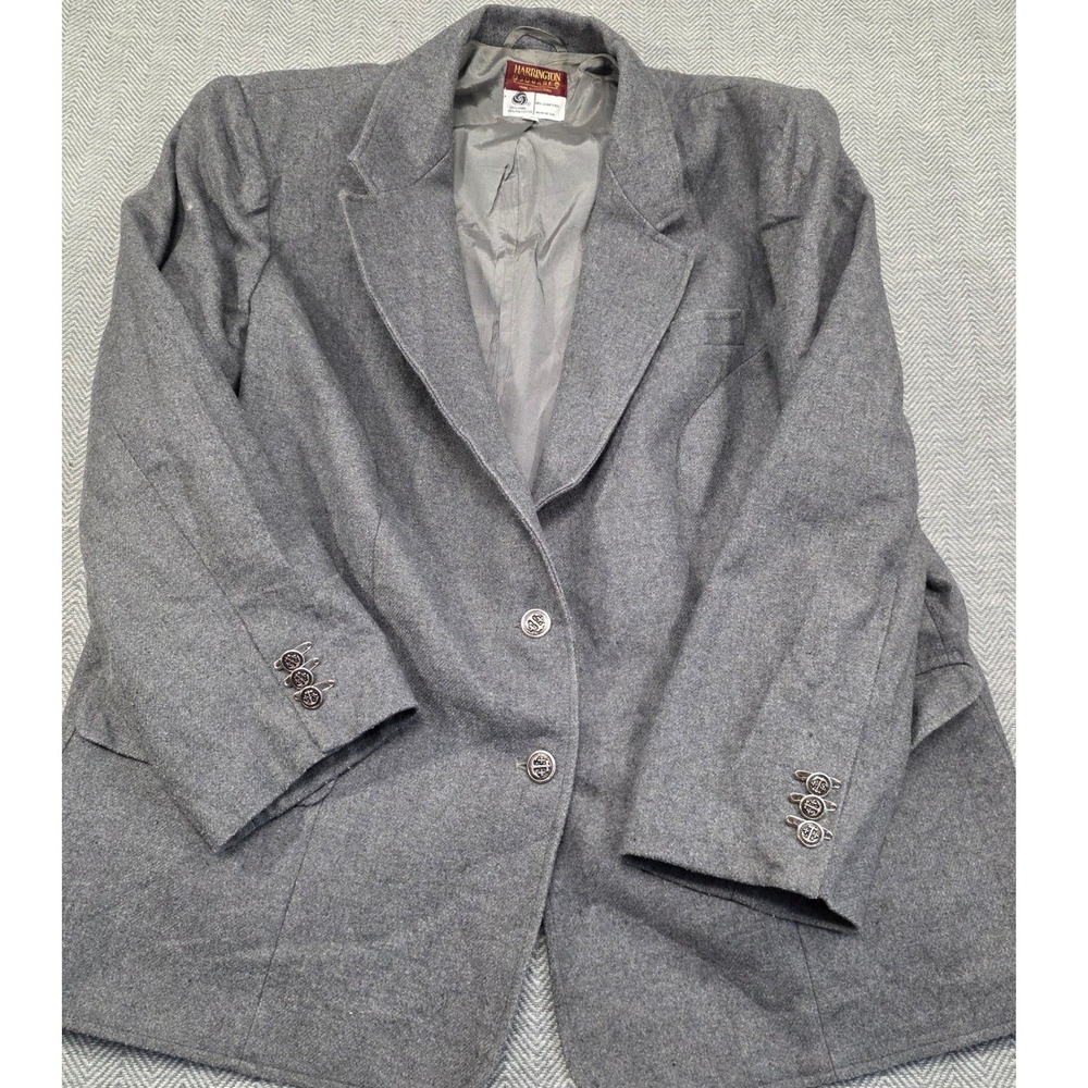 Harrington Square Vintage Wool Blend Blazer Gray‎ Women Size 46 Sears Roebuck